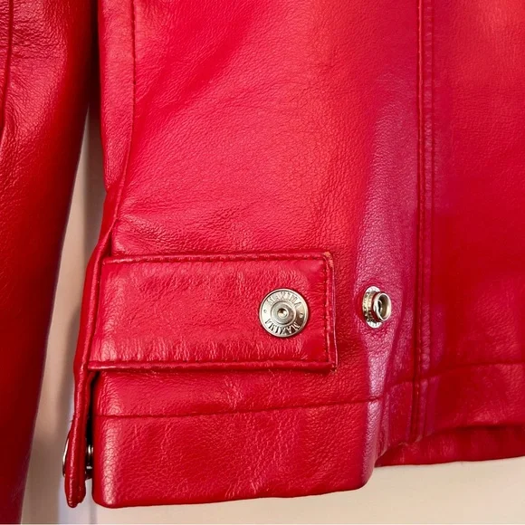 Wilsons Vintage Leather Women’s Red Moto Jacket Sleeve Zippers Size Medium - Picture 6 of 15